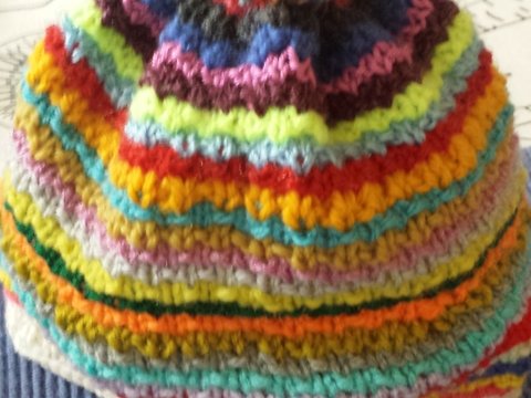 Anleitung Babymütze bunt gestreift, ca, 40 cm Kopfumfang