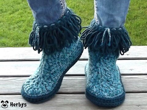 Häkelanleitung Hausschuhe "Atlantis", Gr. 36 - 41