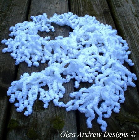 Fringed (curly tassels) scarf crochet pattern 072