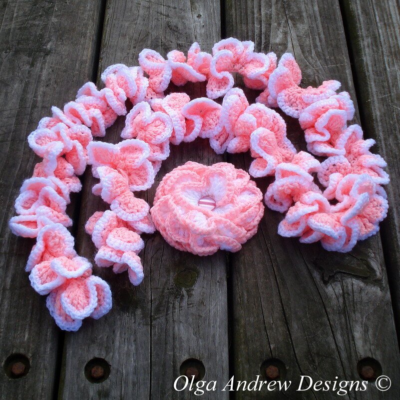 "Camomile". Ruffle scarf and brooch crochet pattern 029 - Image 3