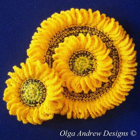 Sunflower doily and coasters crochet pattern 051