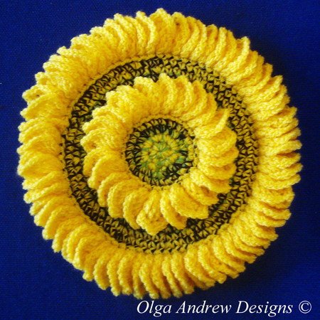 Sunflower doily and coasters crochet pattern 051