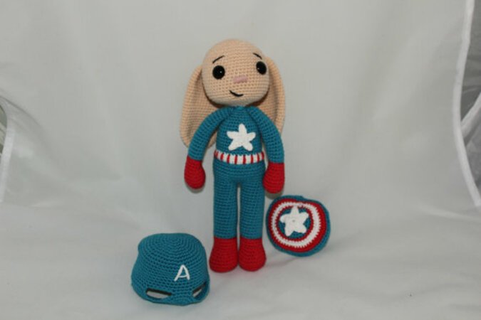 Captain America Bunny Amigurumi PDF Pattern /Captain America Hero Bunny - Beginner