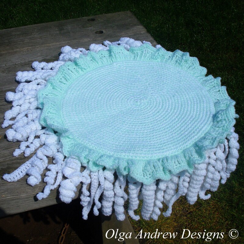 Jellyfish chair seat cushion crochet pattern 055