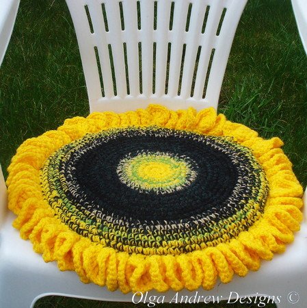 Sunflower chair seat cushion crochet pattern 043