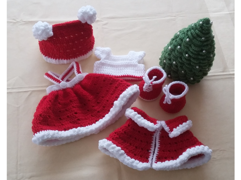 Häkelanleitung Puppenkleidung, Niko das Weihnachtsmädchen