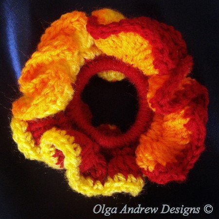 Plain or ripple border ruffle scrunchie crochet pattern  001