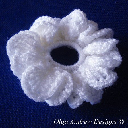 Wedding scrunchie Camomile/Daisy crochet pattern 016
