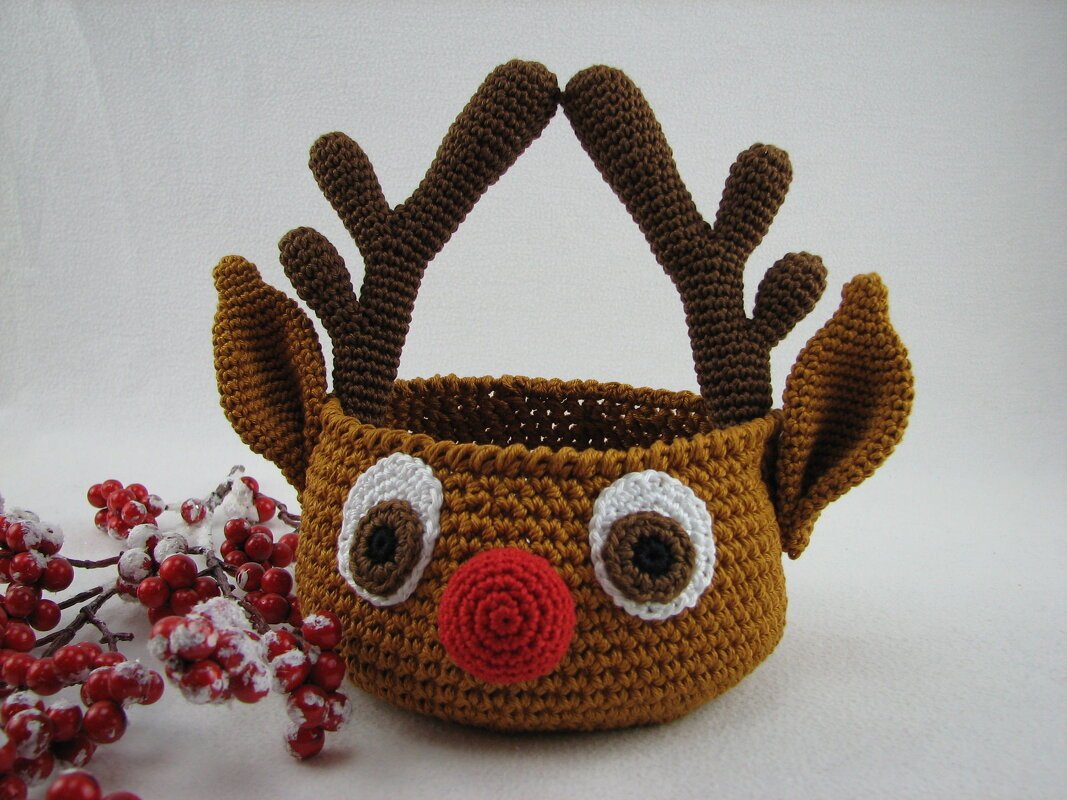 Häkelanleitung Körbchen "Rentier"