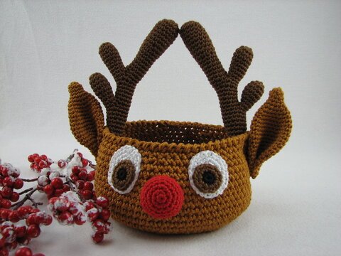 Häkelanleitung Körbchen "Rentier"