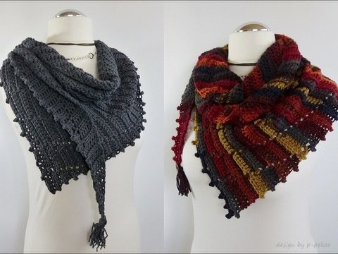 "Loréen" gezackter Drachenschwanz / Häkelschal / Halsschmeichler