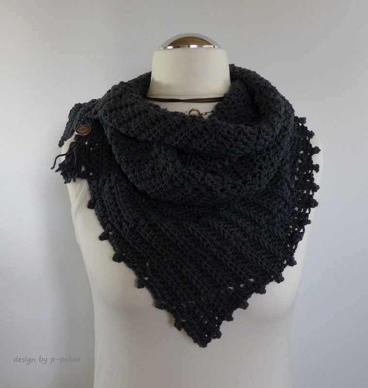 "Loréen" gezackter Drachenschwanz / Häkelschal / Halsschmeichler - Bild 4