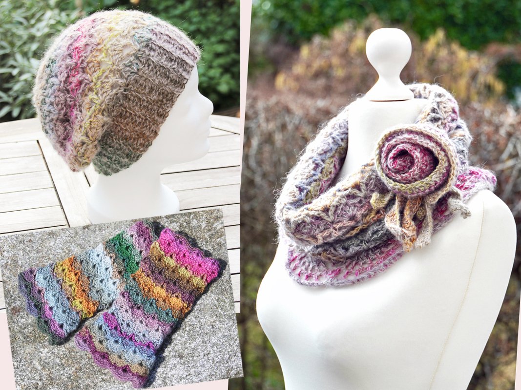 3-er-Set "Jordis", Häkelanleitung für Loop, Mütze und Armstulpen