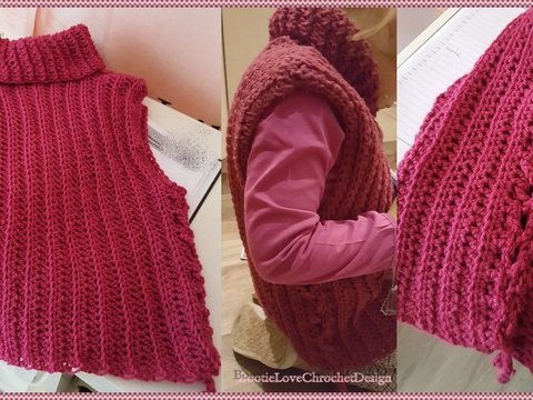 Poncho-Pullunder ... "" Ponpull "" gehäkelt- alle Größen -Baby,Kinder und Erwachsene