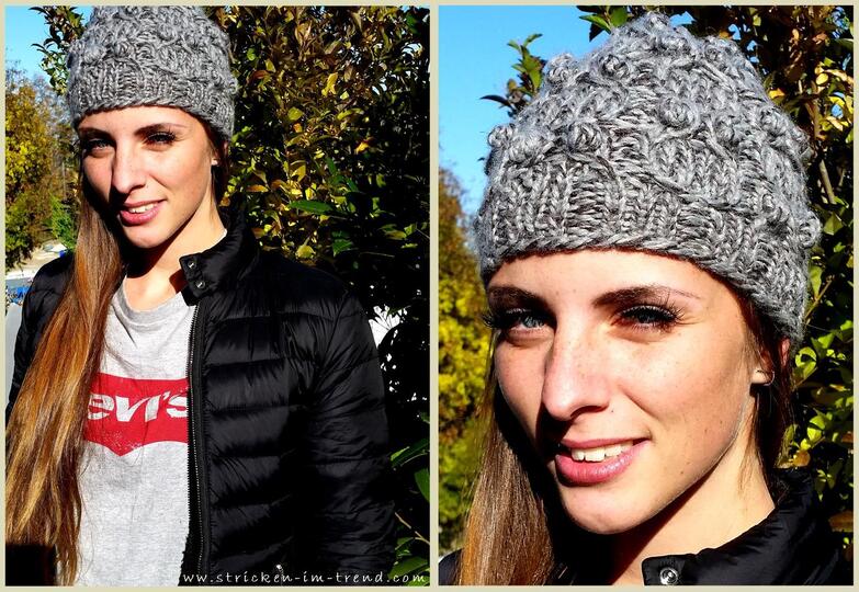 Strickanleitung für Haube / Mütze in Zopf- und Noppenoptik | Mütze *Winterbommel* 