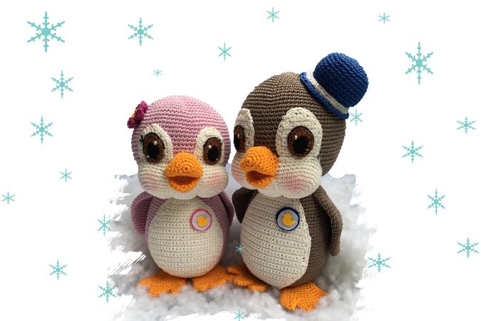 Pinguin Sally and Buck Pattern Amigurumi
