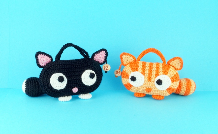 Täschchen o. Adventskalender Katzen Häkeln