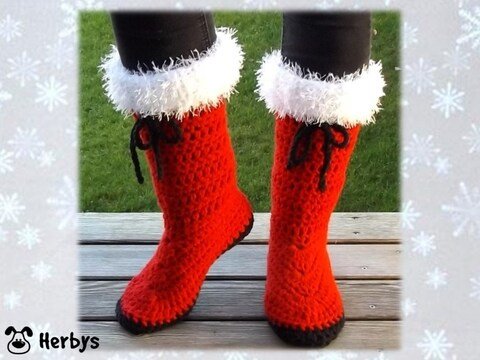 Häkelanleitung Hausschuhe "Nikolausi", Gr. 36 - 41