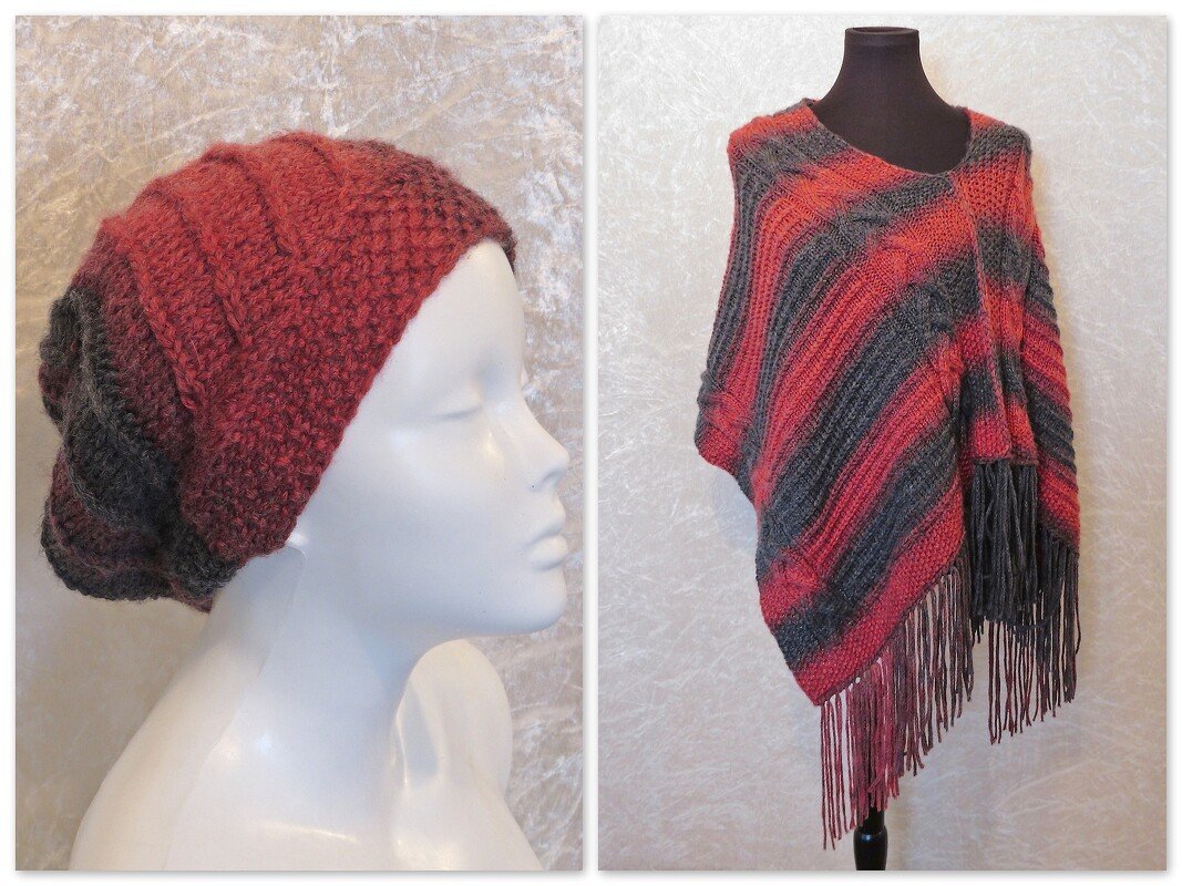 Strickanleitung im Set: Poncho stricken und Mütze stricken
