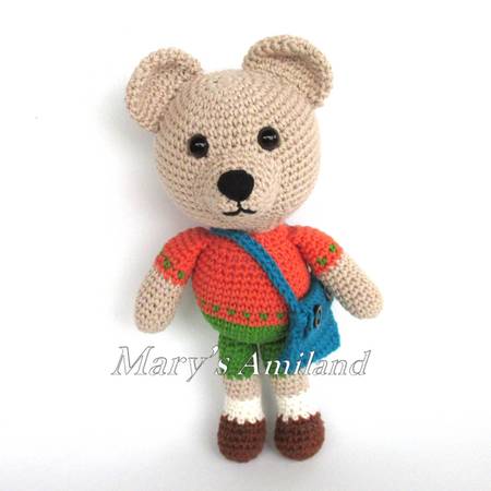 Schoolboy Bear the Ami - Amigurumi crochet pattern - Digital Download
