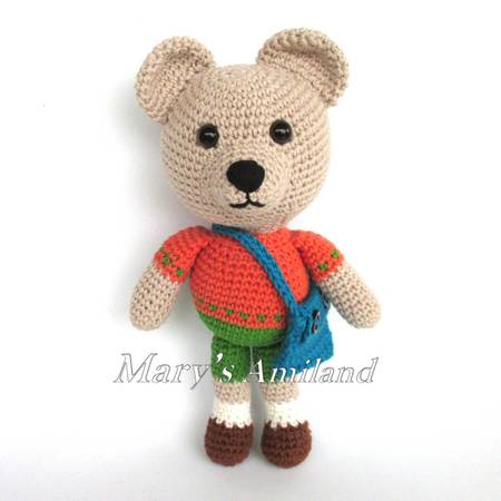 Schoolboy Bear the Ami - Amigurumi crochet pattern - Digital Download