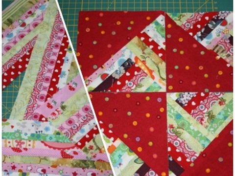 Stoffreste-Verarbeitung und Dreieck-Patchworkblöcke (Schnellnähmethode)