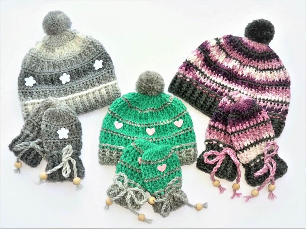 Häkelanleitung Babyset Mütze + Handschuhe - Bild 2