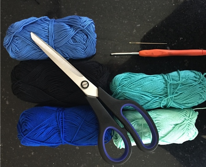 Häkelanleiung 6 eckiger Topflappen (doppelt), Hexagon