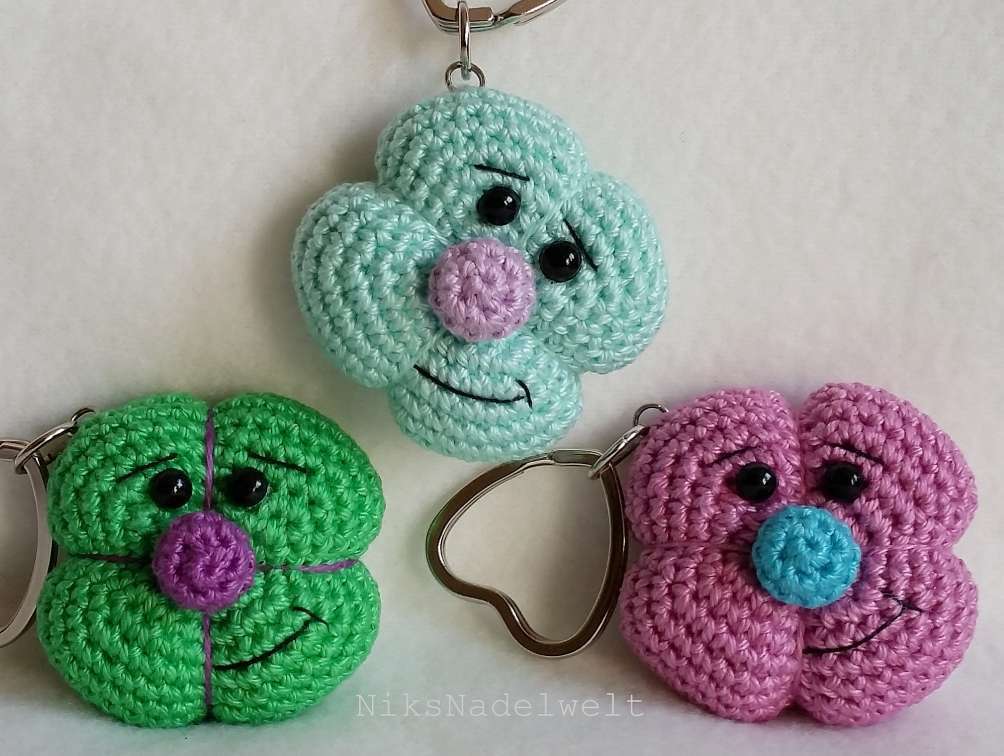 Häkelanleitung - Glücksbringer KLEEmens als Schlüsselanhänger