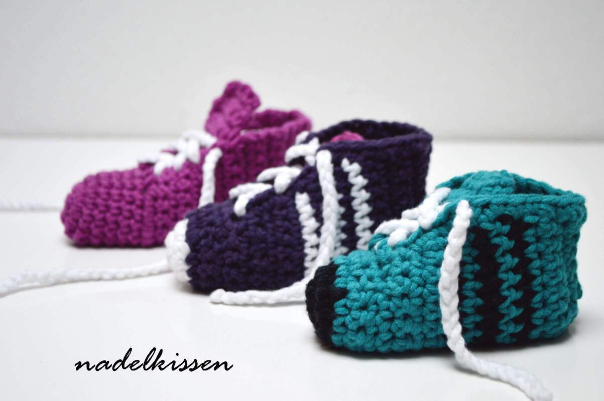 Häkelanleitung Babyschuhe Turnschuhe Chucks Gr. 16- 25, 0-24 Monate- leicht und schnell gehäkelt