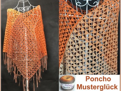Poncho "Musterglück" aus 1 Bobbel gehäkelt