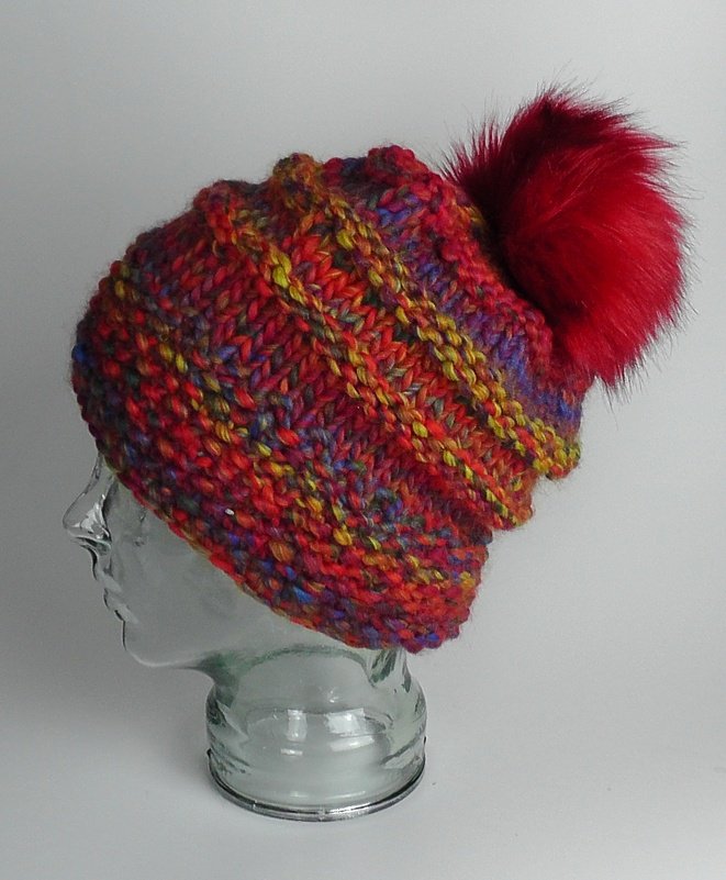 Bunte Mütze mit Kunst-Bommel stricken aus Indian Summer von Wolke Hegenbarth