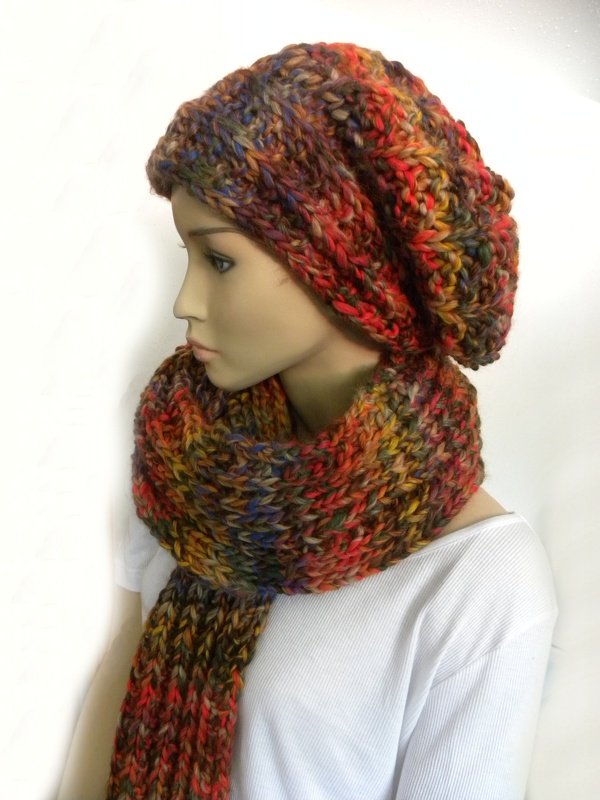 XXL-Schal im Patentmuster mit Mütze aus Indian Summer von Wolke Hegenbarth