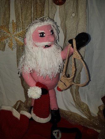Crochet pattern Stripping Santa Claus (60 cm tall)