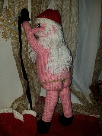 Crochet pattern Stripping Santa Claus (60 cm tall)