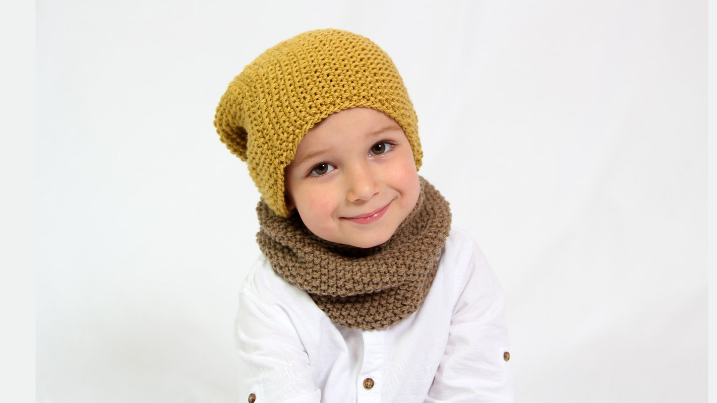 Set-Anleitung Loopschal und Beanie "Till & Theresa", 3 Größen, für Anfänger