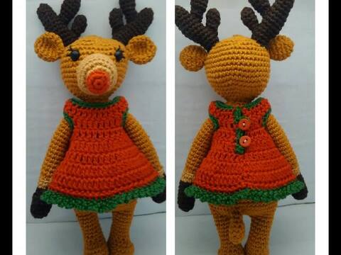 Knuffel Held " Rentier Donna "- Häkelanleitung