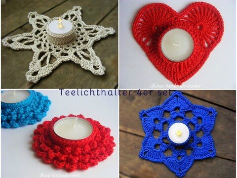Häkelanleitung - Teelichthalter 4er set
