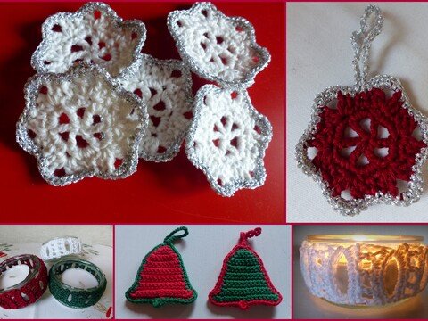 Sparpaket Häkelanleitung Weihnachten - Stern - Glocke -Teelicht
