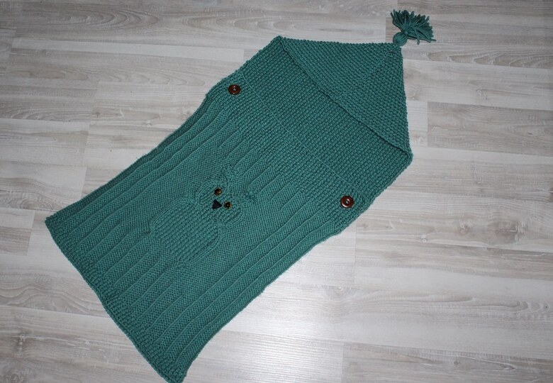 Strickanleitung Baby-Schlafsack, Schlupfsack mit Eulenmotiv, ca. 0 - 7 Monate