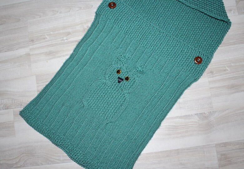 Strickanleitung Baby-Schlafsack, Schlupfsack mit Eulenmotiv, ca. 0 - 7 Monate