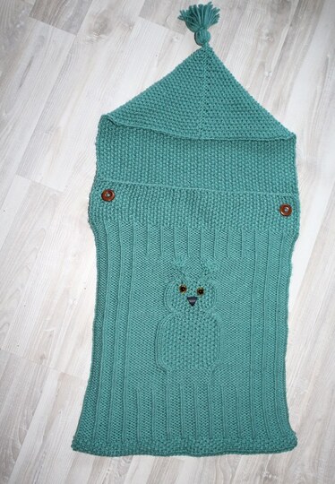 Strickanleitung Baby-Schlafsack, Schlupfsack mit Eulenmotiv, ca. 0 - 7 Monate