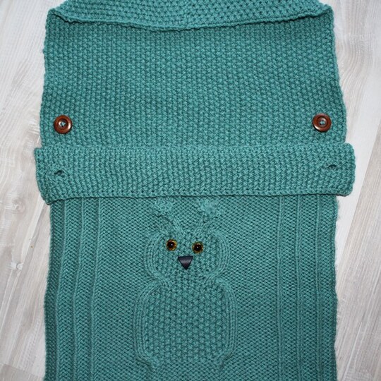 Strickanleitung Baby-Schlafsack, Schlupfsack mit Eulenmotiv, ca. 0 - 7 Monate