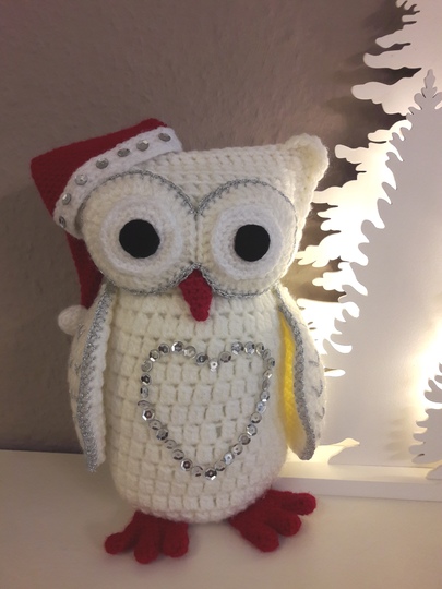 Amigurumi "Schneeeule Eumel und Weihnachtseule Eumely