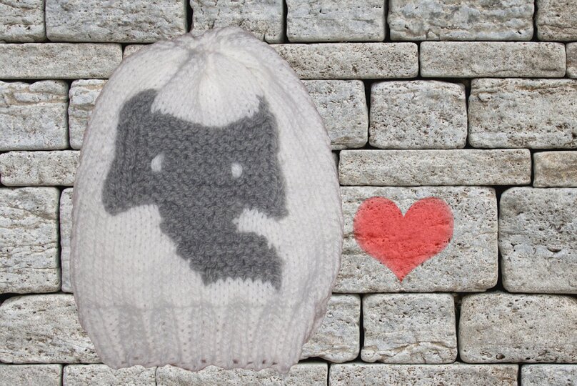 Strickanleitung Babymütze Elefant für Jungen und Mädchen- tragbar von 0-6 Monaten