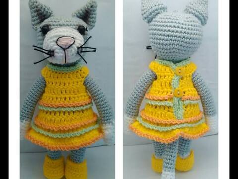 Knuffel Held " Katze Cleo " Häkelanleitung