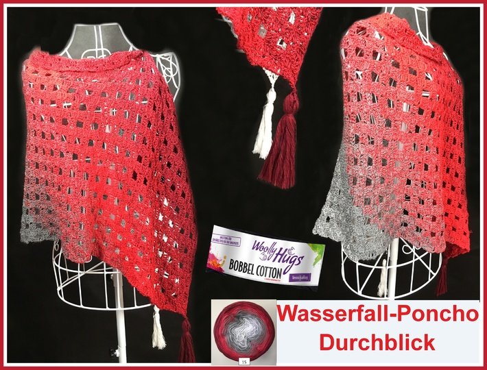 Wasserfall-Poncho "Durchblick" mit 1 Bobbel häkeln