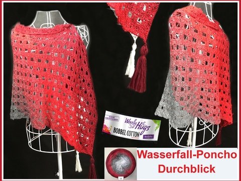 Wasserfall-Poncho "Durchblick" mit 1 Bobbel häkeln