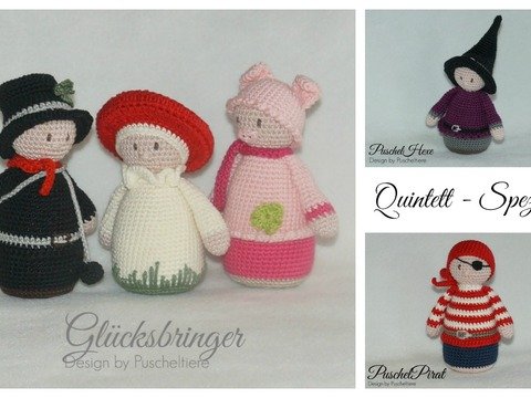 Häkelanleitungs-Quintett Glücksbringer, PuschelHexe und PuschelPirat