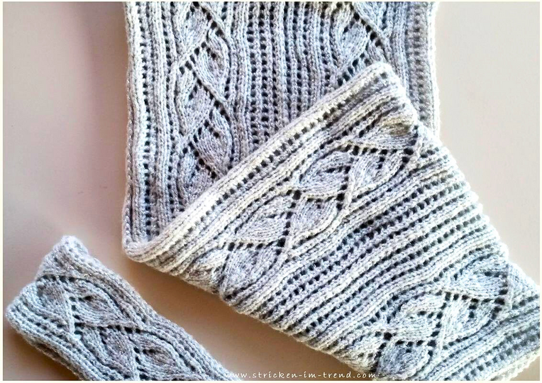 Strickanleitung für Stirnband und Loop in Lace | Stirnband#Loop#Duo SilverLeaves